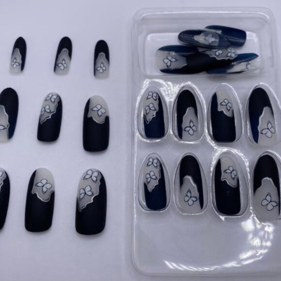 24 PC Press on Nail Set x5 Long French Medium Almond Long Ballerina French Nails - Picture 13 of 16